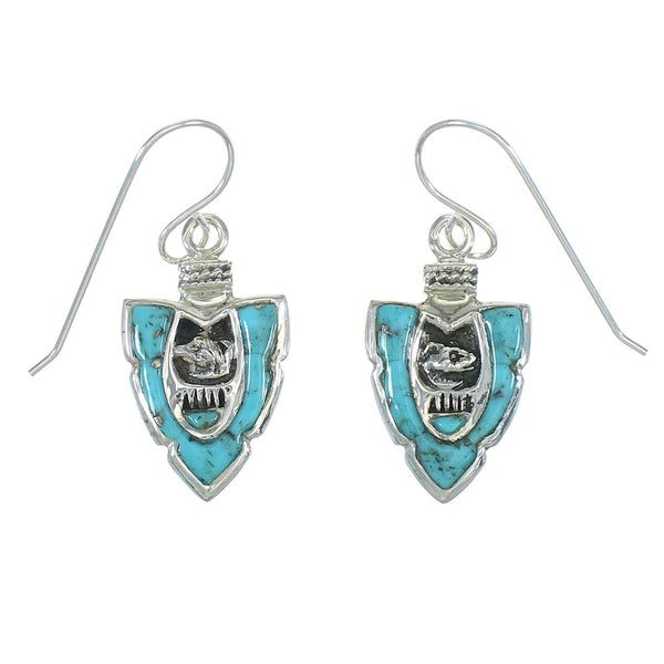 Silver Turquoise Bear Arrowhead Hook Dangle Earrings YX78859